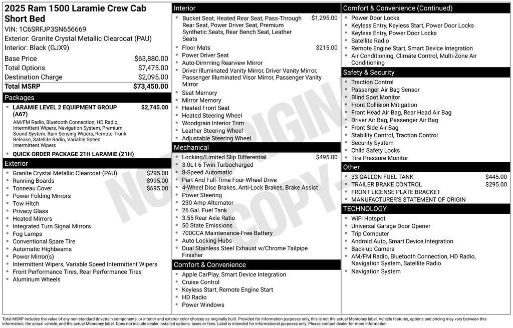 2025 RAM 1500 Laramie Crew Cab 4x4 5'7' Box