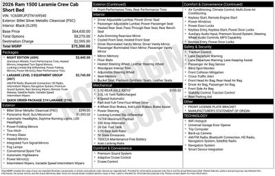 2026 RAM Ram 1500 RAM 1500 LARAMIE CREW CAB 4X4 5'7' BOX