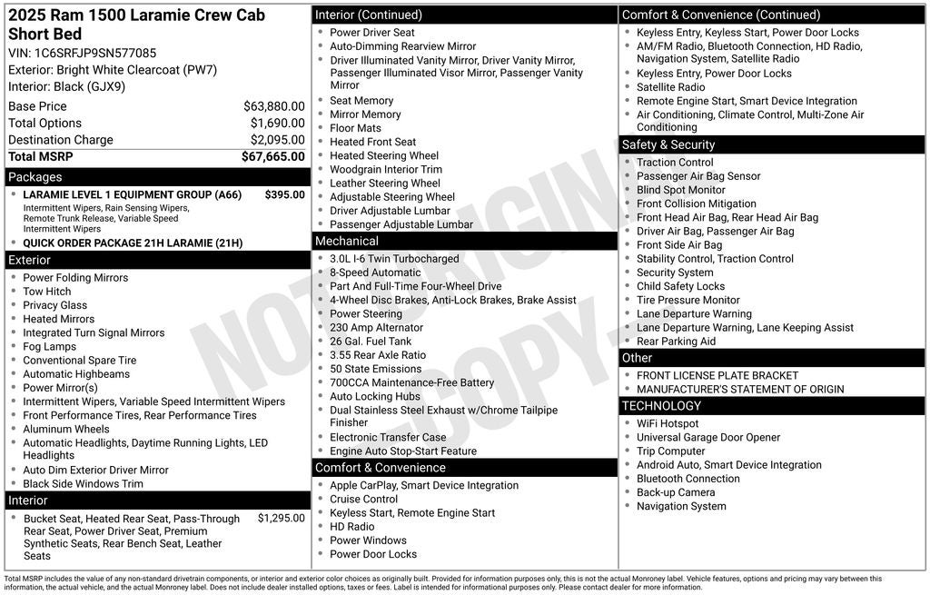 2025 RAM 1500 Laramie Crew Cab 4x4 5'7' Box