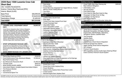 2020 RAM 1500 Laramie Crew Cab 4x4 5'7' Box