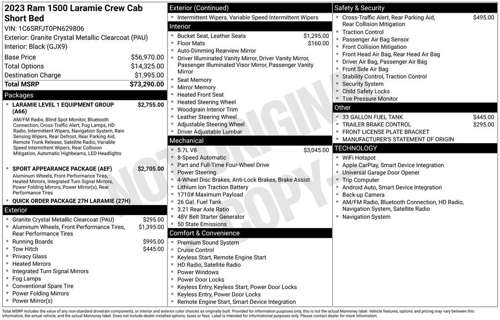 2023 RAM 1500 Laramie Crew Cab 4x4 5'7' Box