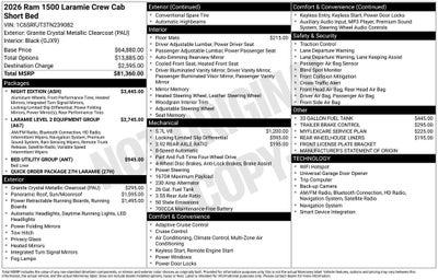 2026 RAM Ram 1500 RAM 1500 LARAMIE CREW CAB 4X4 5'7' BOX