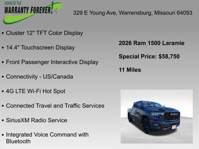 2026 RAM Ram 1500 RAM 1500 LARAMIE CREW CAB 4X4 5'7' BOX
