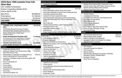 2026 RAM Ram 1500 RAM 1500 LARAMIE CREW CAB 4X4 5'7' BOX