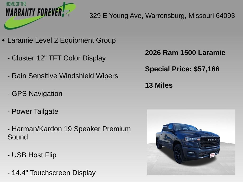 2026 RAM Ram 1500 RAM 1500 LARAMIE CREW CAB 4X4 5'7' BOX