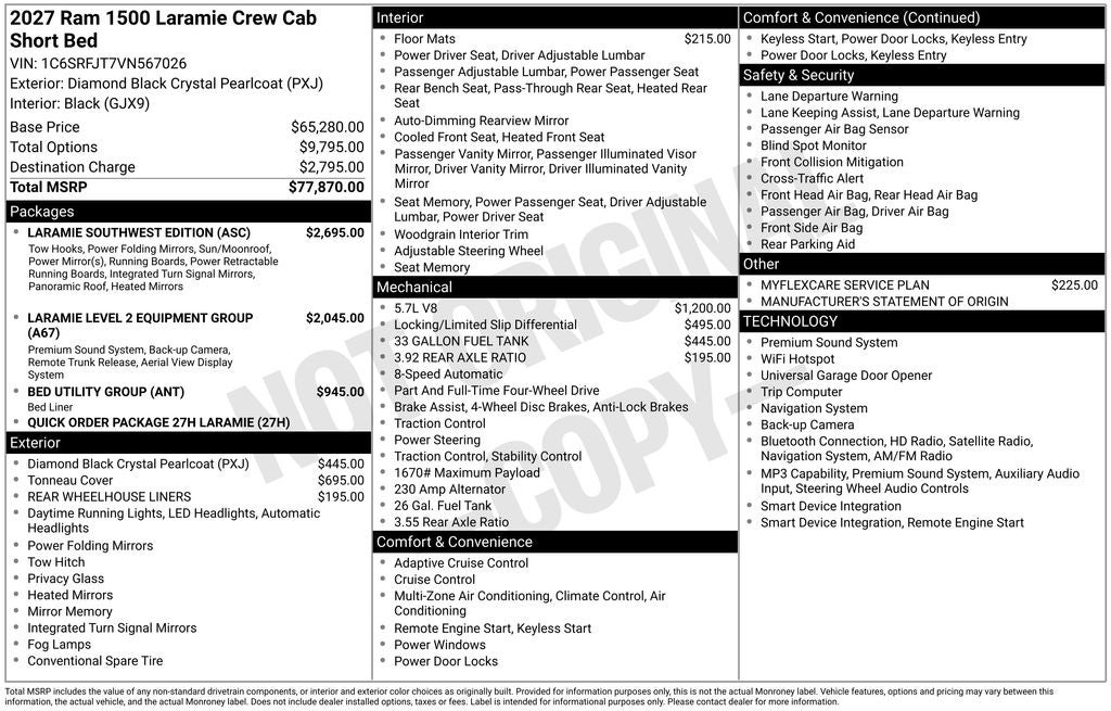 2027 RAM Ram 1500 RAM 1500 LARAMIE CREW CAB 4X4 5'7' BOX