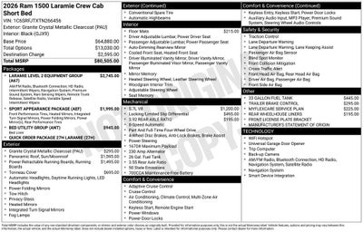 2026 RAM Ram 1500 RAM 1500 LARAMIE CREW CAB 4X4 5'7' BOX