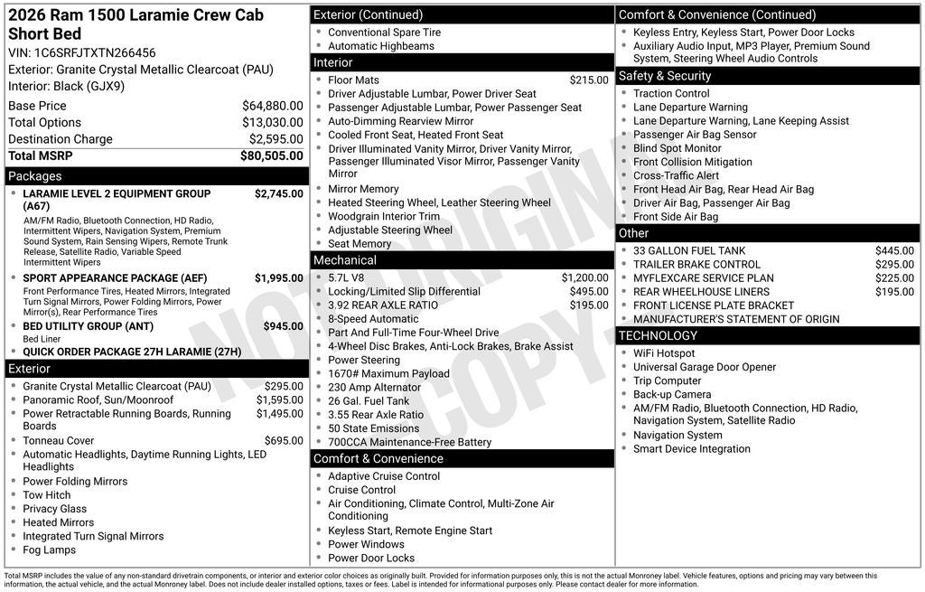 2026 RAM Ram 1500 RAM 1500 LARAMIE CREW CAB 4X4 5'7' BOX