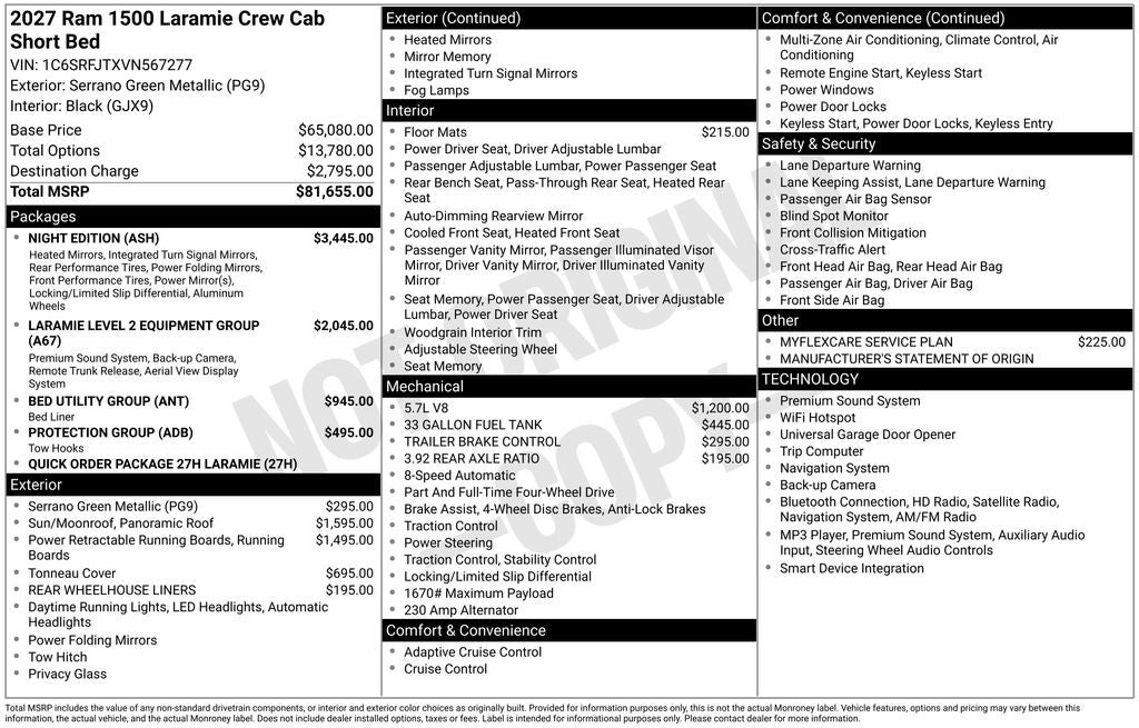 2027 RAM Ram 1500 RAM 1500 LARAMIE CREW CAB 4X4 5'7' BOX