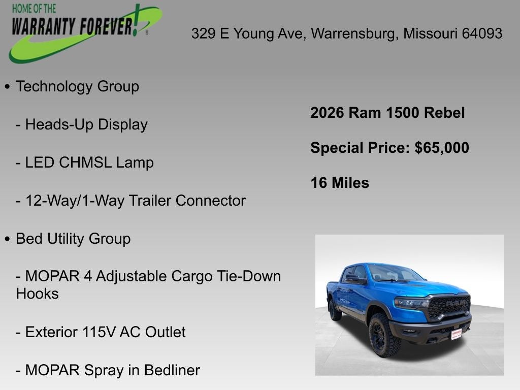 2026 RAM Ram 1500 RAM 1500 REBEL CREW CAB 4X4 5'7' BOX