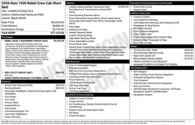 2026 RAM Ram 1500 RAM 1500 REBEL CREW CAB 4X4 5'7' BOX
