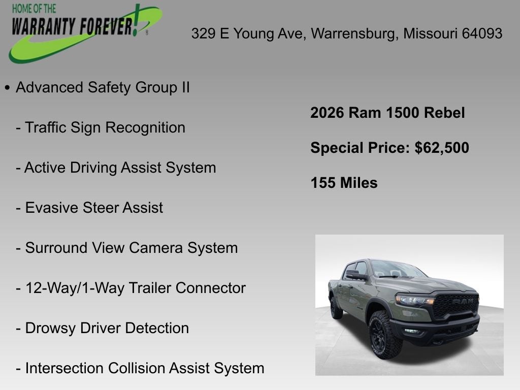 2026 RAM Ram 1500 RAM 1500 REBEL CREW CAB 4X4 5'7' BOX