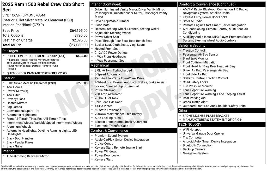 2025 RAM 1500 Rebel Crew Cab 4x4 5'7' Box