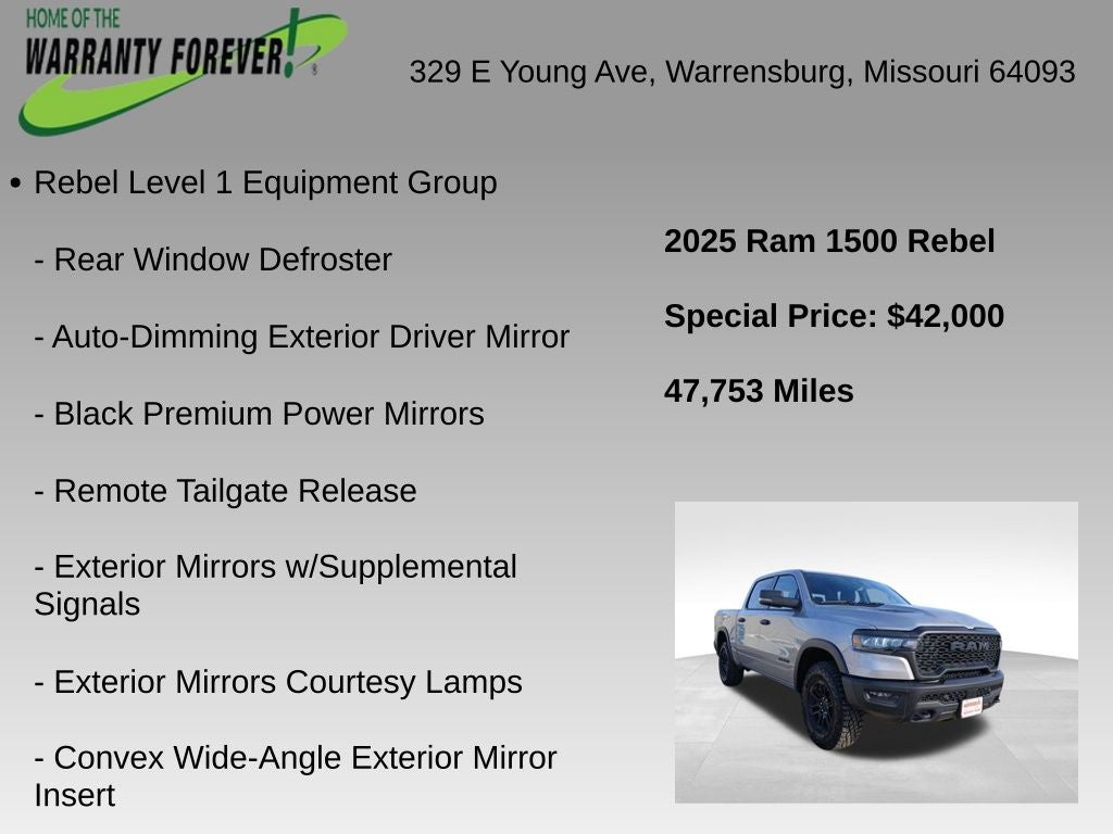 2025 RAM 1500 Rebel Crew Cab 4x4 5'7' Box