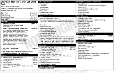 2027 RAM Ram 1500 RAM 1500 REBEL CREW CAB 4X4 5'7' BOX