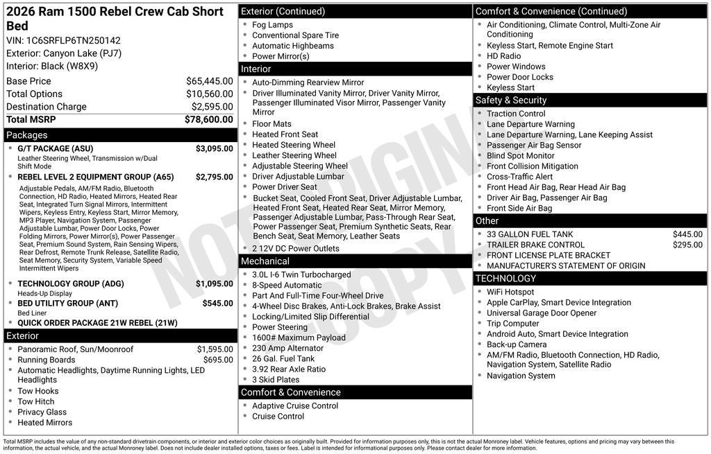2026 RAM 1500 Rebel Crew Cab 4x4 5'7' Box