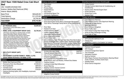2027 RAM Ram 1500 RAM 1500 REBEL CREW CAB 4X4 5'7' BOX