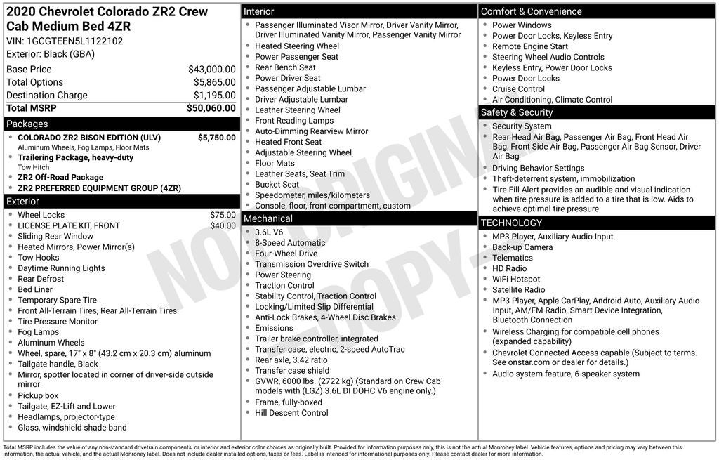2020 Chevrolet Colorado 4WD Crew Cab Short Box ZR2