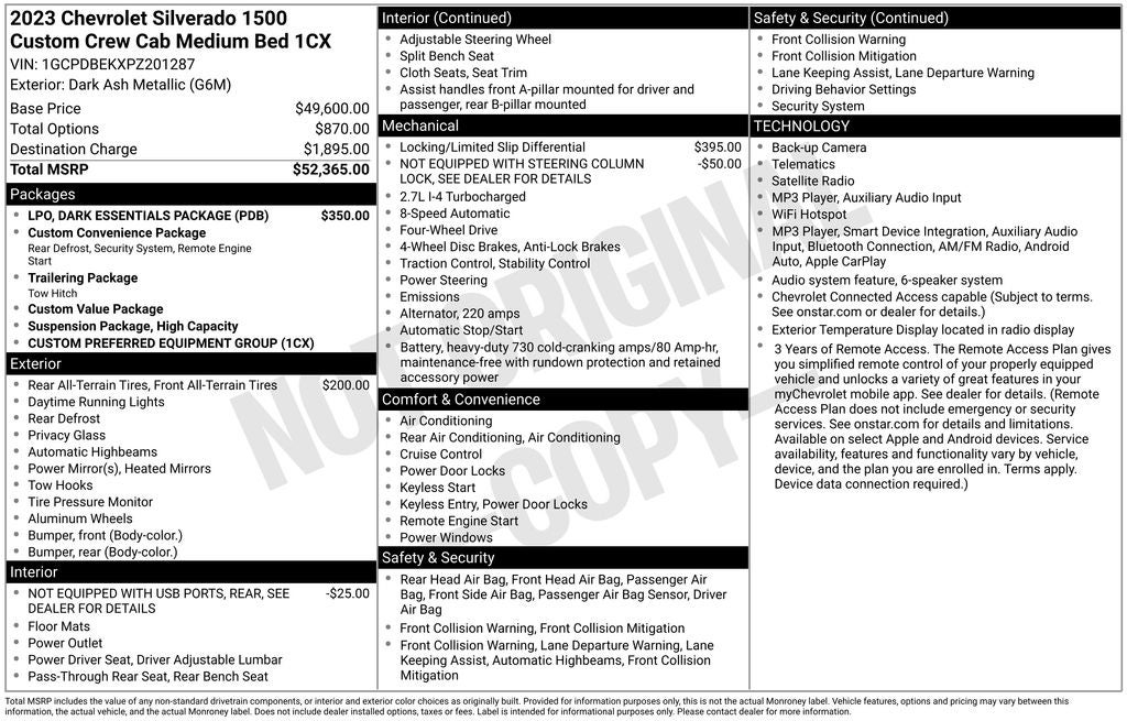 2023 Chevrolet Silverado 1500 4WD Crew Cab Standard Bed Custom