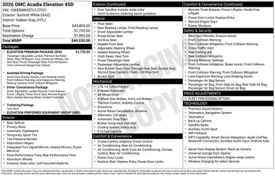 2026 GMC Acadia Elevation AWD