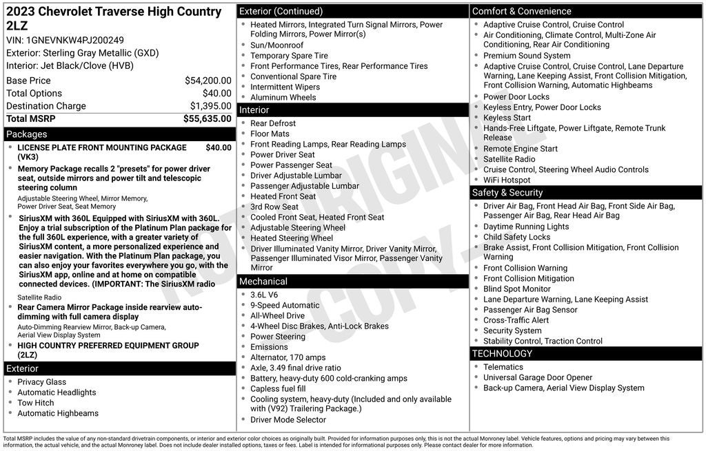 2023 Chevrolet Traverse High Country
