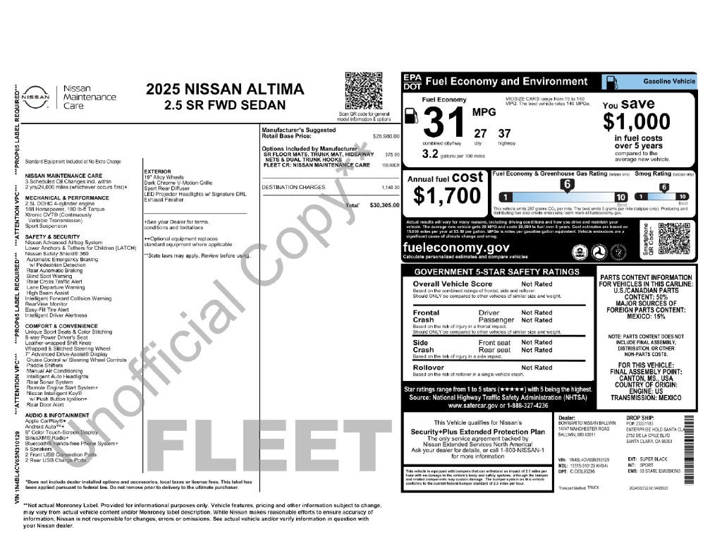 2025 Nissan Altima SR FWD