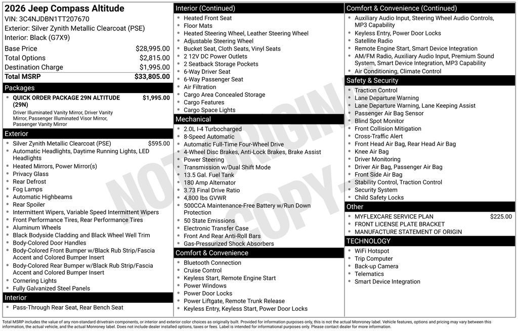 2026 Jeep Compass COMPASS LATITUDE ALTITUDE 4X4