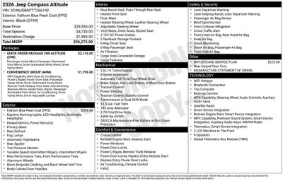 2026 Jeep Compass COMPASS LATITUDE ALTITUDE 4X4