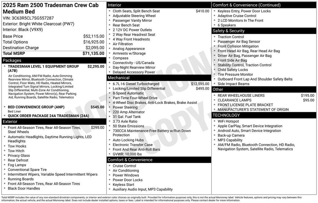 2025 RAM Ram 2500 RAM 2500 TRADESMAN CREW CAB 4X4 6'4' BOX