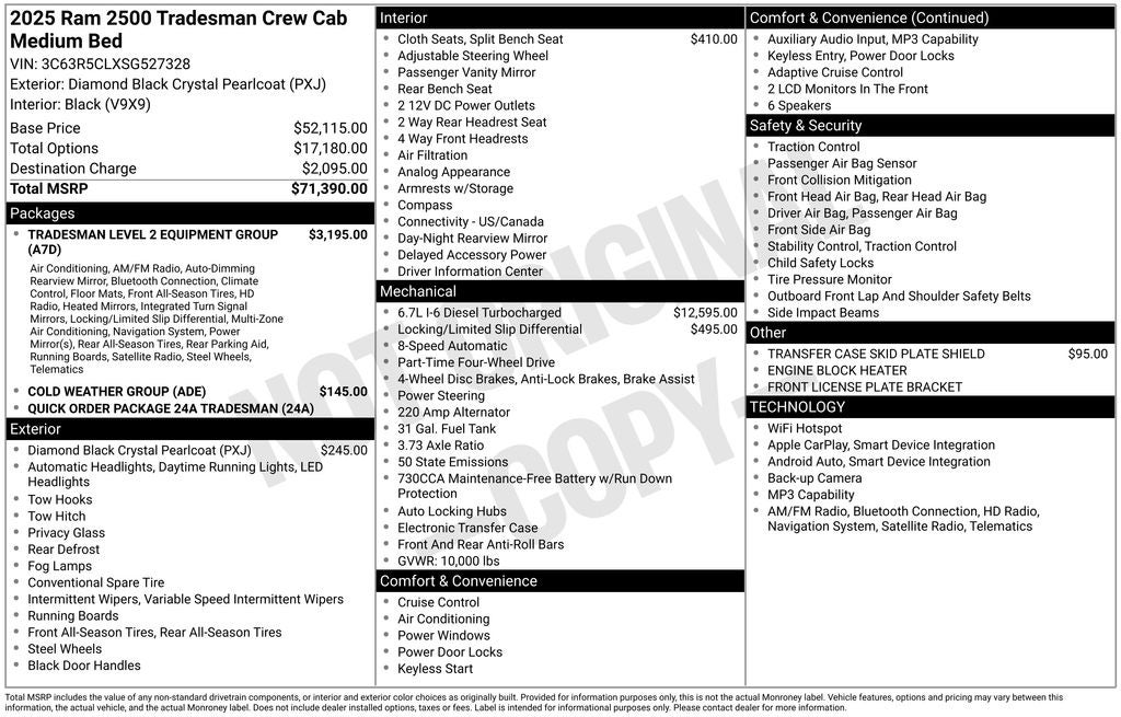 2025 RAM Ram 2500 RAM 2500 TRADESMAN CREW CAB 4X4 6'4' BOX
