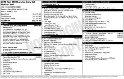 2026 RAM Ram 2500 RAM 2500 LARAMIE CREW CAB 4X4 6'4' BOX