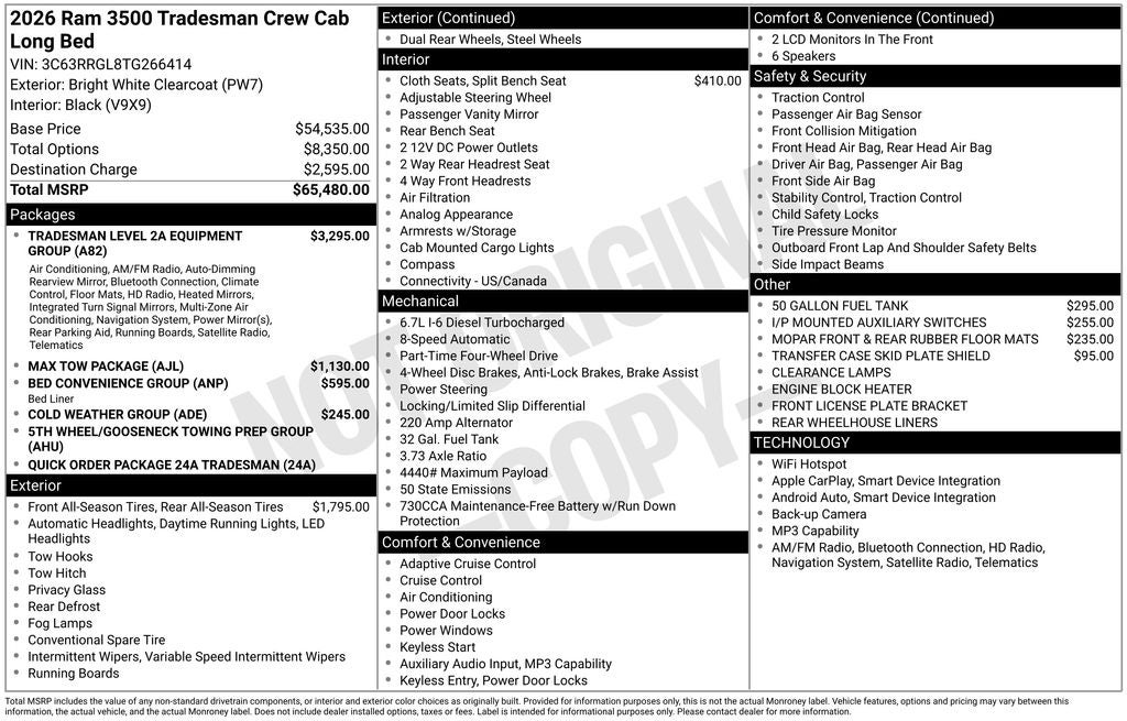 2026 RAM 3500 Tradesman Crew Cab 4x4 8' Box