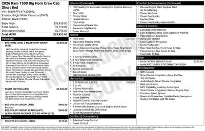 2026 RAM Ram 1500 RAM 1500 BIG HORN CREW CAB 4X4 5'7' BOX