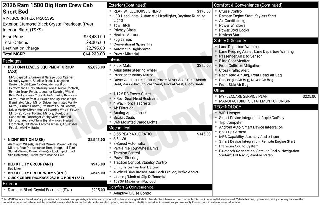 2026 RAM Ram 1500 RAM 1500 BIG HORN CREW CAB 4X4 5'7' BOX