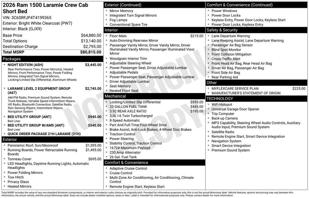 2026 RAM Ram 1500 RAM 1500 LARAMIE CREW CAB 4X4 5'7' BOX