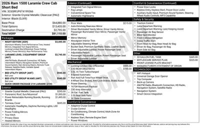 2026 RAM Ram 1500 RAM 1500 LARAMIE CREW CAB 4X4 5'7' BOX