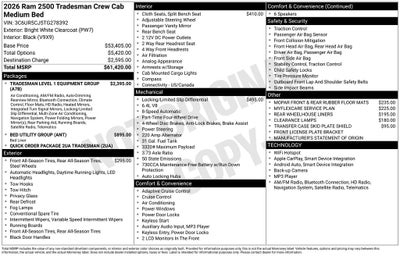 2026 RAM Ram 2500 RAM 2500 TRADESMAN CREW CAB 4X4 6'4' BOX