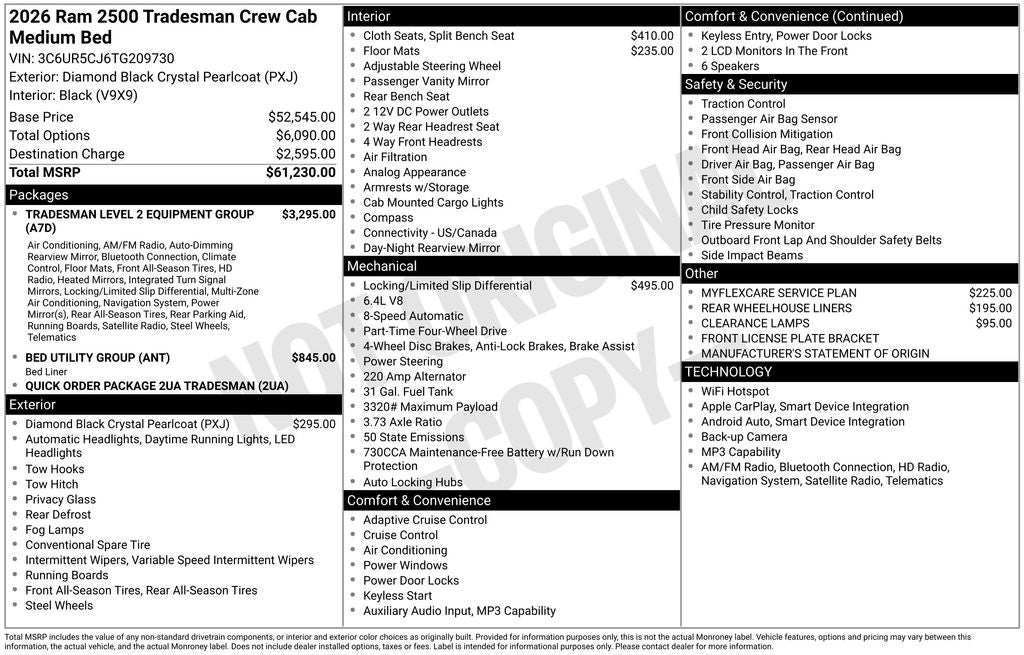 2026 RAM Ram 2500 RAM 2500 TRADESMAN CREW CAB 4X4 6'4' BOX