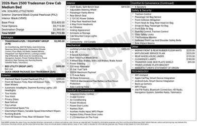 2026 RAM Ram 2500 RAM 2500 TRADESMAN CREW CAB 4X4 6'4' BOX