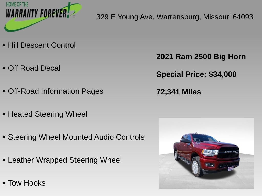 2021 RAM 2500 Big Horn Crew Cab 4x4 6'4' Box