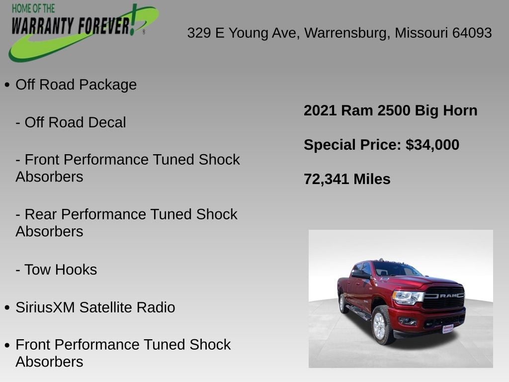 2021 RAM 2500 Big Horn Crew Cab 4x4 6'4' Box