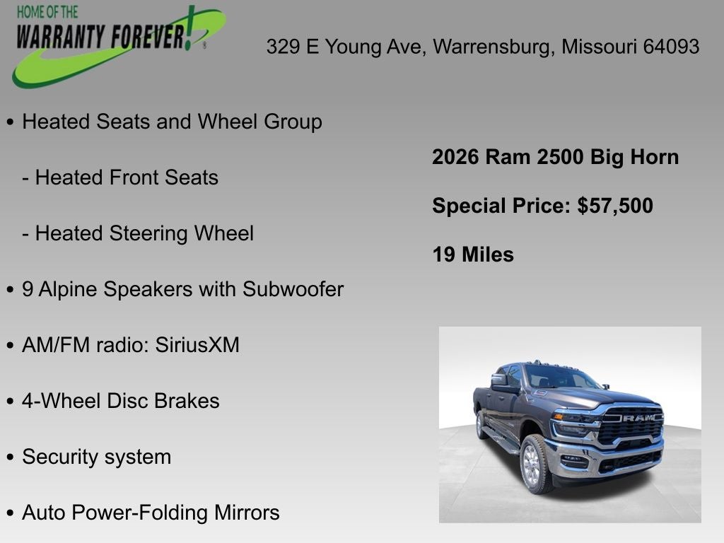 2026 RAM Ram 2500 RAM 2500 BIG HORN CREW CAB 4X4 6'4' BOX