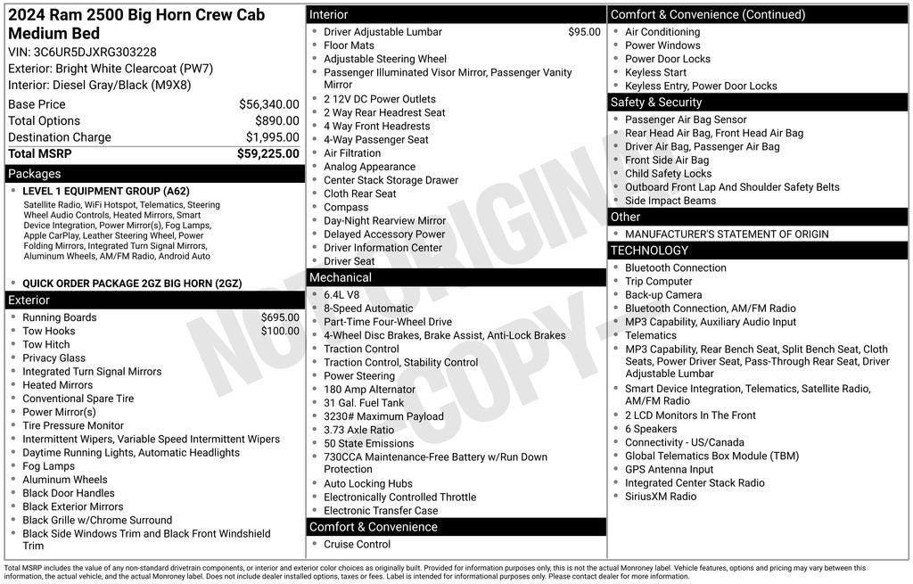 2024 RAM 2500 Big Horn Crew Cab 4x4 6'4' Box