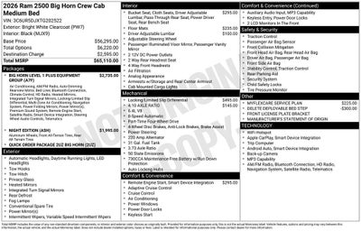 2026 RAM Ram 2500 RAM 2500 BIG HORN CREW CAB 4X4 6'4' BOX