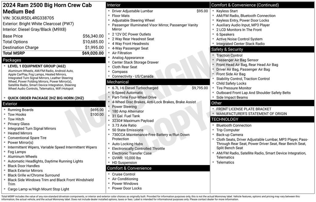 2024 RAM 2500 Big Horn Crew Cab 4x4 6'4' Box