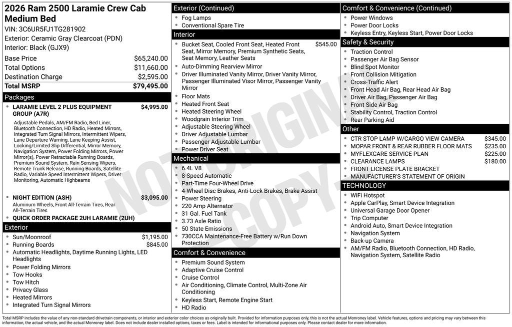 2026 RAM Ram 2500 RAM 2500 LARAMIE CREW CAB 4X4 6'4' BOX