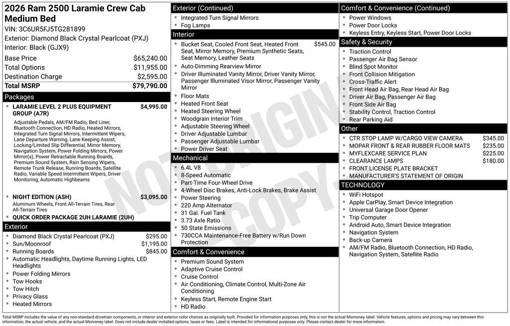 2026 RAM Ram 2500 RAM 2500 LARAMIE CREW CAB 4X4 6'4' BOX