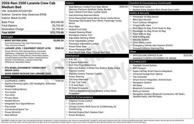 2026 RAM Ram 2500 RAM 2500 LARAMIE CREW CAB 4X4 6'4' BOX
