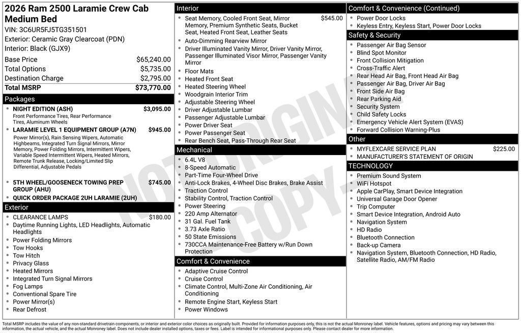 2026 RAM Ram 2500 RAM 2500 LARAMIE CREW CAB 4X4 6'4' BOX