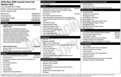 2026 RAM Ram 2500 RAM 2500 LARAMIE CREW CAB 4X4 6'4' BOX